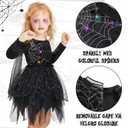 IKALI Black Witch Costume for Kids, Classic Black Witch Dress up for Girls Toddlers (8-10 Years)