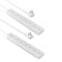 Amazon Basics Rectangle 6-Outlet Surge Protector Power Strip with Circuit Breaker, 600 Joule, 2ft Cord, White, 2-Pack