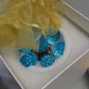 YWHL Crystal Lake Blue Rose Flower Bouquet Figurine with Vase, Handmade Glass Rose Flowers Gifts for Women on Mother's Day Valentine's, Crystal Roses with Stem Home Table Decor for Christmas