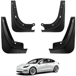 BASENOR 2017-2023 Tesla Model 3 Mud Flaps Splash Guards Fenders No Drilling No Tape Mudflaps All Weather Protector Mudguards for Model 3 Exterior Accessories (Set of 4)