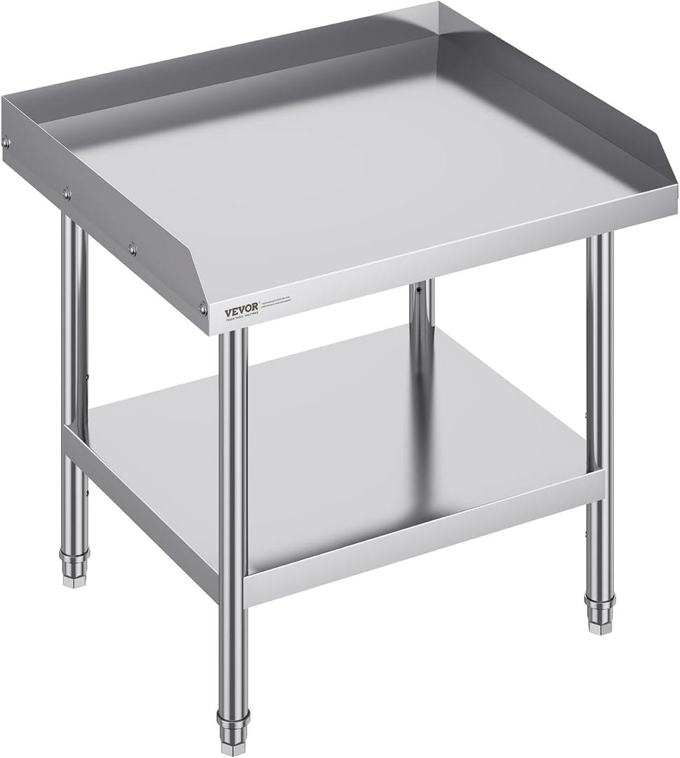VEVOR Stainless Steel Equipment Grill Stand, 24 x 28 x 24 Inches Stainless Tables with Adjustable Storage Undershelf, Equipment Stand Grill Table for Hotel, Home, Restaurant Kitchen
