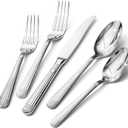 KINGSTONE 10-Piece Silverware Set, 18/10 Stainless Steel Flatware Set - Luxury Elegant Striped Cutlery with Dishwasher Safe, Durable for Family Dining, Catering, Weddings, Anniversaries Gift
