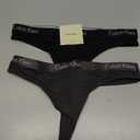 Calvin Klein Women's Motive Cotton Multipack Thong Panty (Medium, Charcoal Heather/Black)