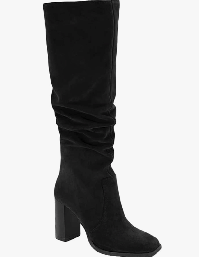 Juliet Holy Womens Knee High Boots Chunky High Heel Square Toe Side Zipper Wide Calf Boot
Size 7.5