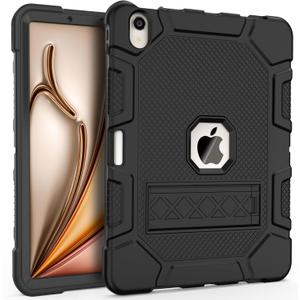 Rantice Case for iPad Air 11 Inch (M3/M2) 2025/2024, iPad Air 5th/4th Generation 10.9 Inch Case (2022/2020), Heavy Duty Shockproof Rugged Protective with Pencil Holder, Black