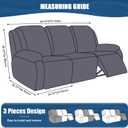 TAOCOCO Recliner Sofa Slipcover, 3 Pieces Polyester Fabric Stretch Sofa Covers for 3 Seat Reclining Couch, Soft Washable Furniture Protector with Pockets (3 Seat, Light Coffee)