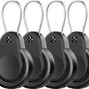 Waterproof AirTag Holder - 4 Pack Lock Case with Keychain for Apple AirTags, Air Tag Keyring with Wire Cable, Durable & Lightweight AirTag Cover for Keys, Kids, Luggage, Backpacks, Pet Collar, Black