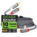 GEARit RCA Cable (10FT) 2RCA Male to 2RCA Male Stereo Audio Cables Shielded Braided RCA Stereo Cable for Home Theater, HDTV, Amplifiers, Hi-Fi Systems, Car Audio, Speakers, 10 Feet (Gray)