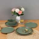 Melamine Dinnerware for 4, 12 Pieces Unbreakable Matte Plastic Plates and Bowls set, Kitchen Dish set BPA Free, Dishwasher Top Safe, Not Microwave, Not Oven (Green)
