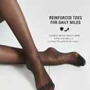 7 x PIOGOWE Sheer Tights for Women, 20D Legs, 40D Reinforced Top, Run-Resistant Knit, High-Stretch Waist, Reinforced Toes (Black, XL)