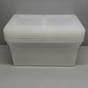 IRIS USA File Box, File Organizer w/Hinged Split Lid for Letter File, Important Document Box, Plastic Storage Filing Bin for Moving, Stackable Nestable Portable, Clear 44 Qt. 5 Pack