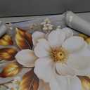 3Pcs White Flower Gold Leaf Canvas Wall Art Modern Plants Flowers Painting Decor Pictures Neutral Floral Bloom Posters Prints for Office Living Room Bathroom Bedroom Decoration No Frames
