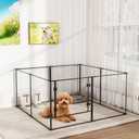 Acrylic Dog playpen Indoor: Clear Puppy Pen for Small Medium Dogs Cats with Metal Frame - 8panels 24inch Tall Transparent pet Fence with Door for Rabbits Guinea Pig