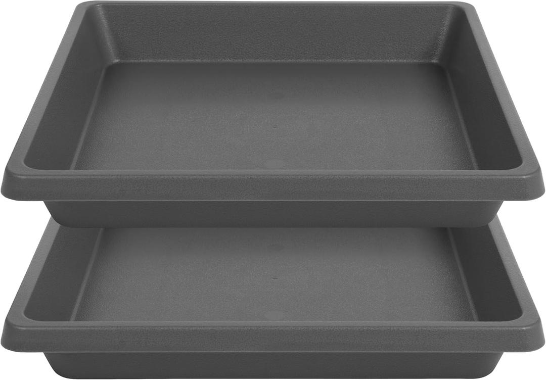 Plant Saucer 12 Inch Square 2 Pack, Plastic Plant Drip Trays, Plant Saucers for Indoors and Outdoors, Flower Pot Saucers, Saucers for Potted Plants, Planter Saucer, Plant Water Catcher Trays for Pots (Gray)