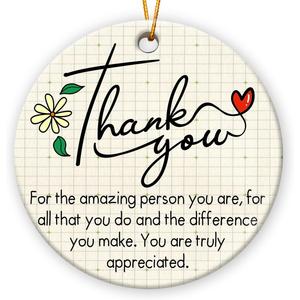 Thank You Gifts 2025, Inspirational Ornaments for Friends, Family, Coworkers, Boss, Appreciation Gifts for Women, Men, Ceramic Ornament for Christmas Tree Decorations