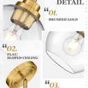 Pendant Lights Kitchen Island, 7" Modern Brushed Gold Hanging Lights Fixtures with Clear Seeded Glass Globe Shade, Kitchen Island Lighting for Bathroom, AD-22280-1P-GD-S