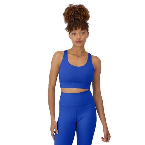 Hanes Sports Bra, Racerback Women, Stretch Pullover Crop Top with Cutout, DEEP Royal, L