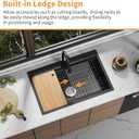 Black 31x20In Kitchen Sink Workstation-Stainless Steel Drop In Single Bowl Built-in Ledge Topmount Workstation Sink For Placing/Sliding Accessory-Cutting Board,Drying Rack,Convenient And Functional