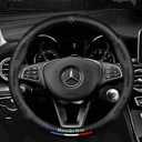 Fit Leather Steering Wheel Cover,Stylish Nappa Leather Carbon Fiber Texture Protector,Non-Slip,Universal 15inch Fit Accessories (Old-be-Cover-Black)