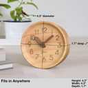 Driini Wooden Analog Desktop Clock 4.3 in. Decorative Pinewood, No-Tick Design Easy to Read Silent Sweep Mantle Clock Quiet Tabletop Clocks with Wood Body, Hands, & Battery Cover; Light