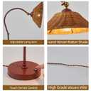 NUSRAN Woven Rattan Table Lamp, Boho Plug in Handmade Rattan Shade & Anti-Rust Iron Base Desk Lamp, Plug & Play Vintage Dark Brown Bedside Lamp for Living Room, Office, Bedroom 【Bulb Included】