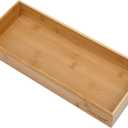 Bamboo Drawer Organizer - Kitchen Utensil Organizer Silverware Tray Cutlery HolderOffice Desk Supplies and Accessories (15X5.9X2.6 inch)