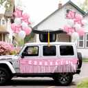 49 Pack Graduation Car Decoration Kit 24 Inches Large Inflatable Black Gold Graduate Hat with Tassel Pink White Tassel Banner Balloon for Car Graduation Party Decoration Supplies