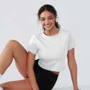 Open Back Workout Tops for Women Crop Yoga Shirts Lightweight Twist Back Athletic Running Gym Tops (White)