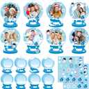 Dianelhall 24 Sets Winter Picture Frame Craft Kit Christmas Winter Photo Crafts Snow Globe Picture Frames Gift with Snowflake Stickers for Blue Christmas Classroom Holiday Party Activities(Snow Globe)
