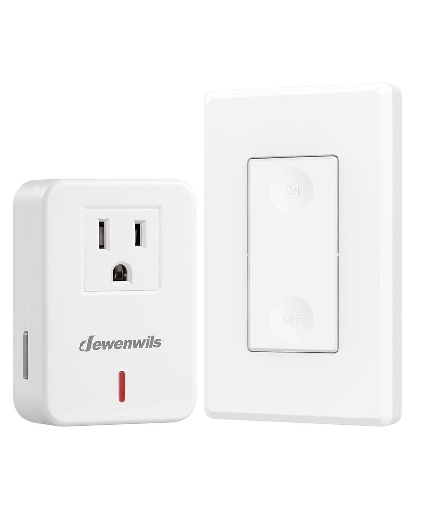 DEWENWILS Remote Control Outlet Wireless Wall Mounted Light Switch, Electrical Plug in On Off Power Switch for Lamp, Christmas Decoration, No Wiring, 100 Feet RF Range, ETL Listed, Programmable