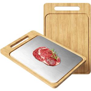 Titanium Cutting Board, Double Sided Titanium/Bamboo wood Large Chopping Boards with Juice Groove Cutting Pads for Meat, Vegetables and Fruits