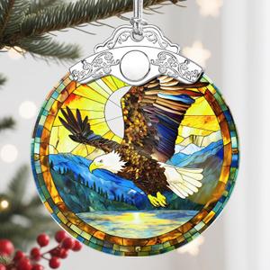 Christmas Ornament, Christmas Decoration, Stained Glass Ornament, Heirloom Keepsakes, Holiday Ornaments, Holiday Presents, Unique Xmas Gifts, Gift Exchange Ornaments, Gift Idea - Bald Eagle