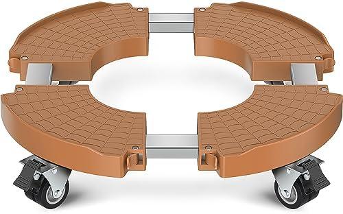 VANCASTLE Plant Caddy with Lockable Wheels Heavy Duty 450lbs Capacity, 15-22 Inch Adjustable Plant Stand with Wheels Rolling Base, Plant Dolly for Flower Pot Mover Indoor Outdoor, Khaki, 1 Pack
