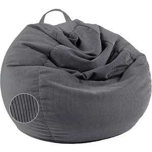 LPMOERA Stuffed Animal Storage Bean Bag Chair Cover (No Filler) for Kids and Adults.Pets Dogs/Cats Lazy Beds.Soft Premium Corduroy Stuffable Bean Bag for Organizing Children Plush Toys or Memory Foam (Dark Grey(cover Only))
