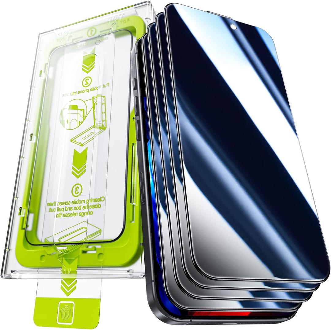 WSKEN for iPhone 16 Pro Privacy Screen Protector - [25 Anti-Spy] [Top 9H+ Tempered Glass] [Auto-Dust Removal] HD Full Coverage Military Grade 10X Shatterproof Flim Easy Install, 4 Pack