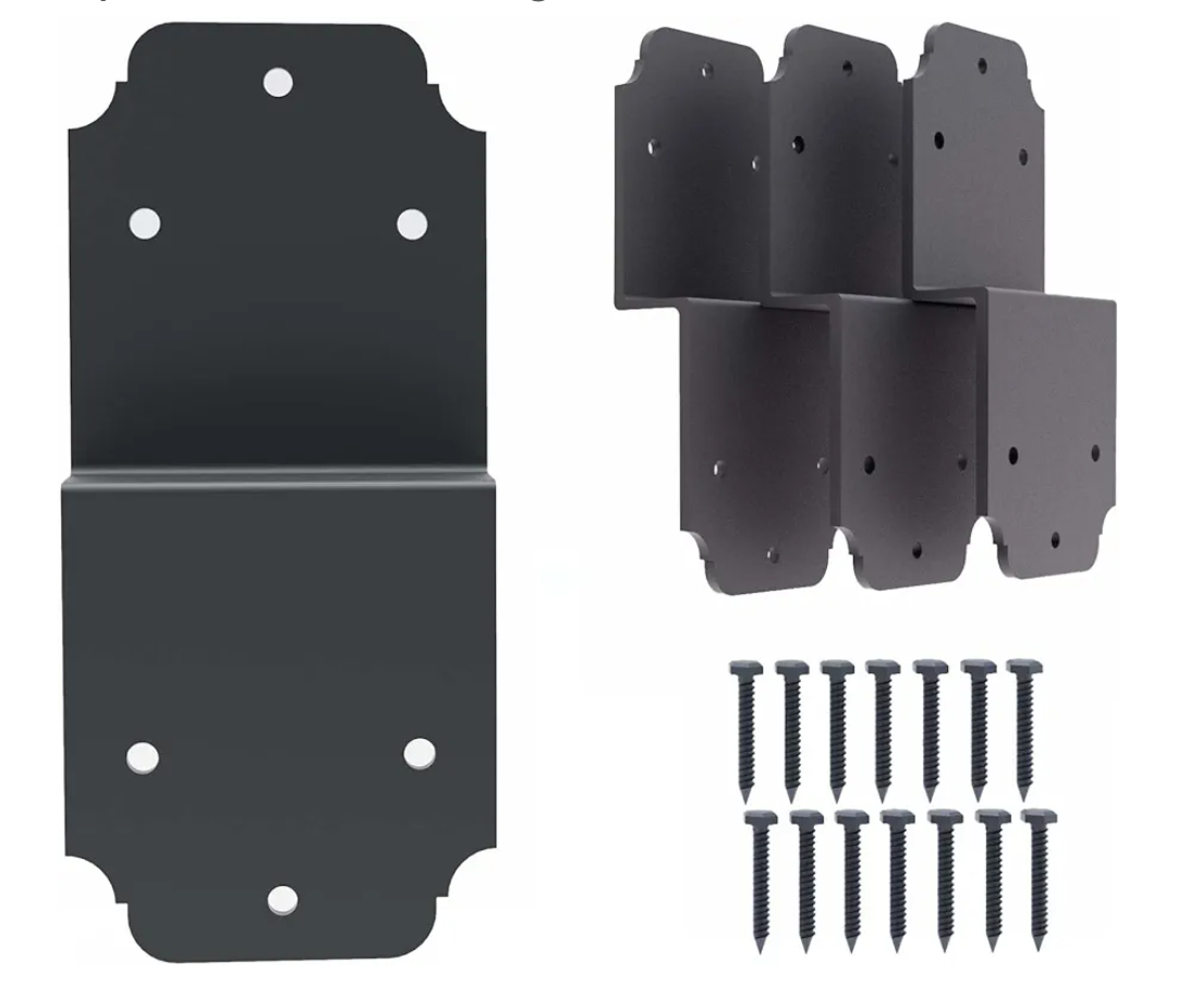 4packs Heavy Duty Pergola Bracket Black,6" Steel Angle Joist Tie Z Fix Bracket for Wood DIY Projects - Large Connector Brace,Post to Beam Connectors Repair Hardware,Joining Brackets