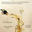 Eastar Tenor Saxophone, B Flat Golden Lacquer Beginner Kit with Cleaning Cloth, Case, Mouthpiece, Neck Strap, Reeds, TS-