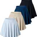 Real Essentials 4 Pack: Women's Basic Casual Stretchy Mini Skirt - Skater A-Line Flowy Flared L