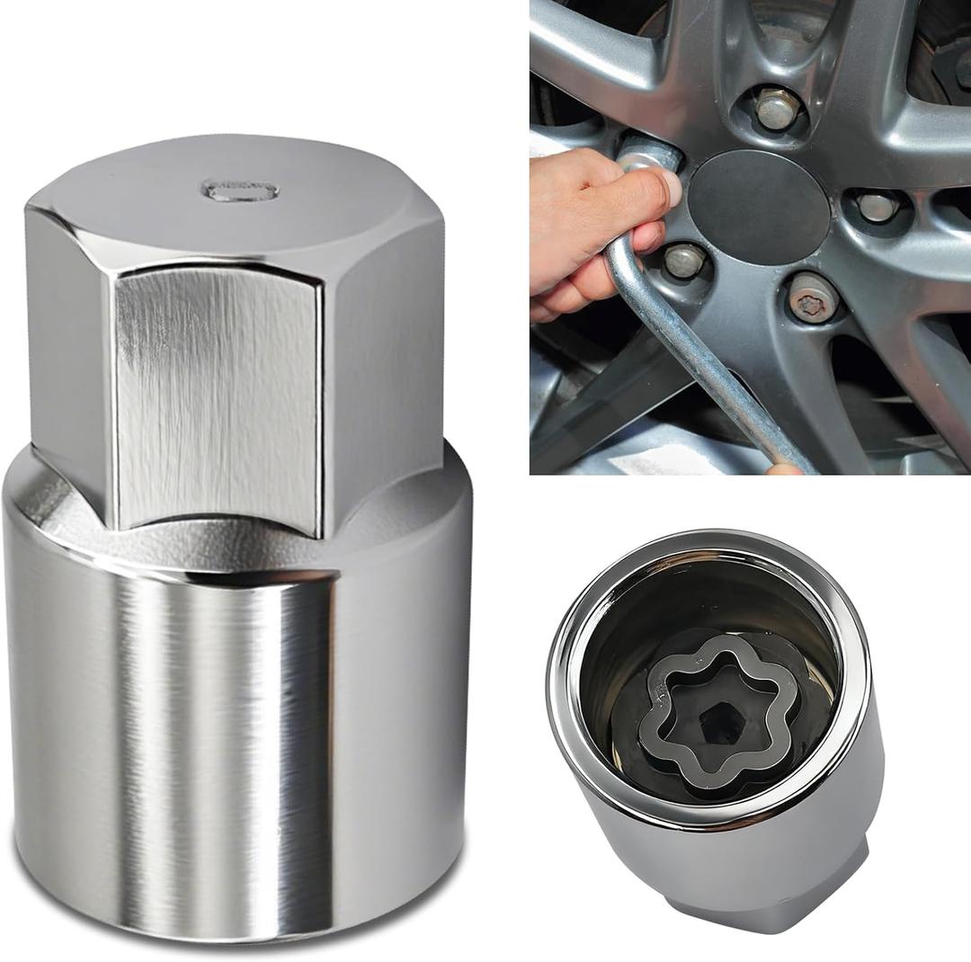 D-Wheel Locking Lug Nut Removal Tool, Lug Nut Remover, Steel Drive Wheel Lock Key with Socket Anti-Theft Wheels Nut Remover & Installer, Professional Locking Lug Nuts Key Fit for Most Cars