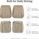 4PCS Driver & Passenger Bottom & Top Lean Back Perforated Leather Seat Covers Tan Compatible with Ford F150 2009 2010 2011 2012 2013 2014
