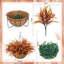 Fall Hanging Basket Artificial Boston Ferns Fall Porch Decor Outdoor Artificial Flowers 8 Bundle Faux Fern Plant Fake Silk Greenery Flower UV Resistant Realistic Shrub Bushes Autumn Home Table Decor