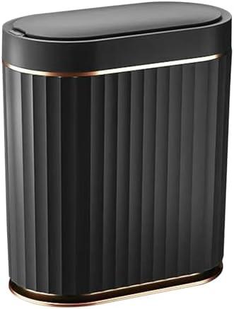 ELPHECO Black Bathroom Trash Can with Lid 2 Gallon Sensor Trash Bin, Automatic Narrow Garbage Can, Waterproof Smart Trash Can, Slim Motion Sensor Waste Bins for Bathroom, Living Room, Office