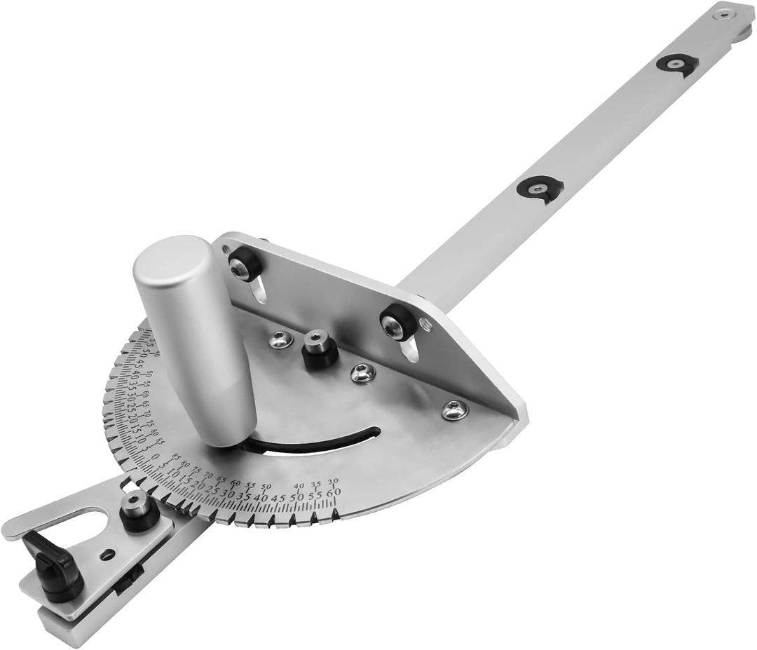 Precision Miter Gauge with a Standard Slot (3/4 x 3/8), Table Saw Miter Gauge High Accuracy Miter Saw Protractor with 27 Angle Stops, Great Woodworking Tool Table Saw Accessories
