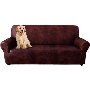 molasofa Sofa Covers for Home Dcor,Soft 3 Cushion Couch Covers for Sofa Covers Leather-Like Spandex,1-Piece Couch Cover for Dogs/Cats/Kids(Sofa, Burgundy)