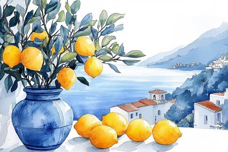 cupmod Lemon Paint by Numbers Kits for Adults, DIY Lemon Tree Adult Paint by Number Kits on Canvas, Oil Painting by Number Kits for Home Decor (16x20 Inch)