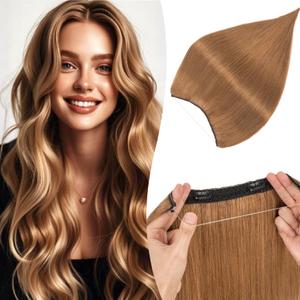 Halo Hair Extensions Straight, 100% Real Human Hair,No Tangle & Smooth,Invisible Wire Extensions for Women,70g,20 Inch, #06 Light Brown