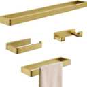 Bathroom Hardware Accessories Set Brushed Gold Towel Bar Set Square Bathroom Accessories Kit 4-Piece Towel Holder Set Stainless Steel Wall Mounted,23.6 Inch Towel Bar