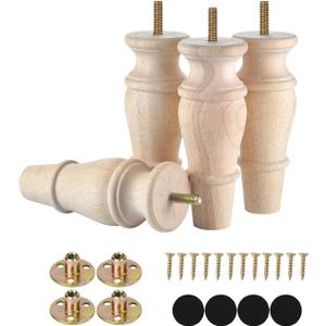 Michanco Wooden Furniture Legs 6 Inch Set of 4 Unfinished Replacement Parts for Couch Sofa Chair Ottoman Cabinet