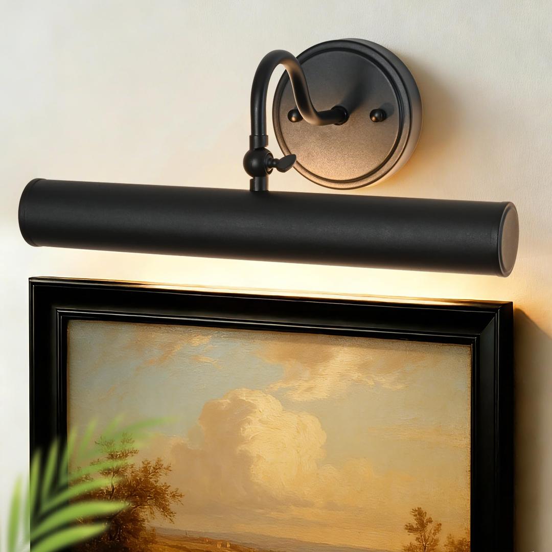 Hardwired Picture Lights for Wall,28 Inch Brass Vintage Picture Sconce,E12 Base,330° Rotatable,4-Light Gallery Art Lighting for Paintings,Artwork,Portrait,Vanity & Mirror Accent (Bulb Not Included)