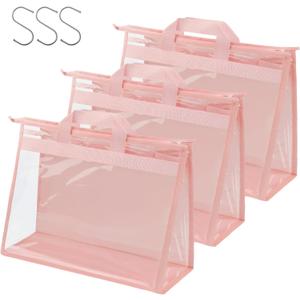 Vercord Clear PVC Handbag Dust-Free Cover Moisture proof Purse Storage Bag Organizer with Handle Zipper Space-Save Holder for Closet Pink XL 3Pcs